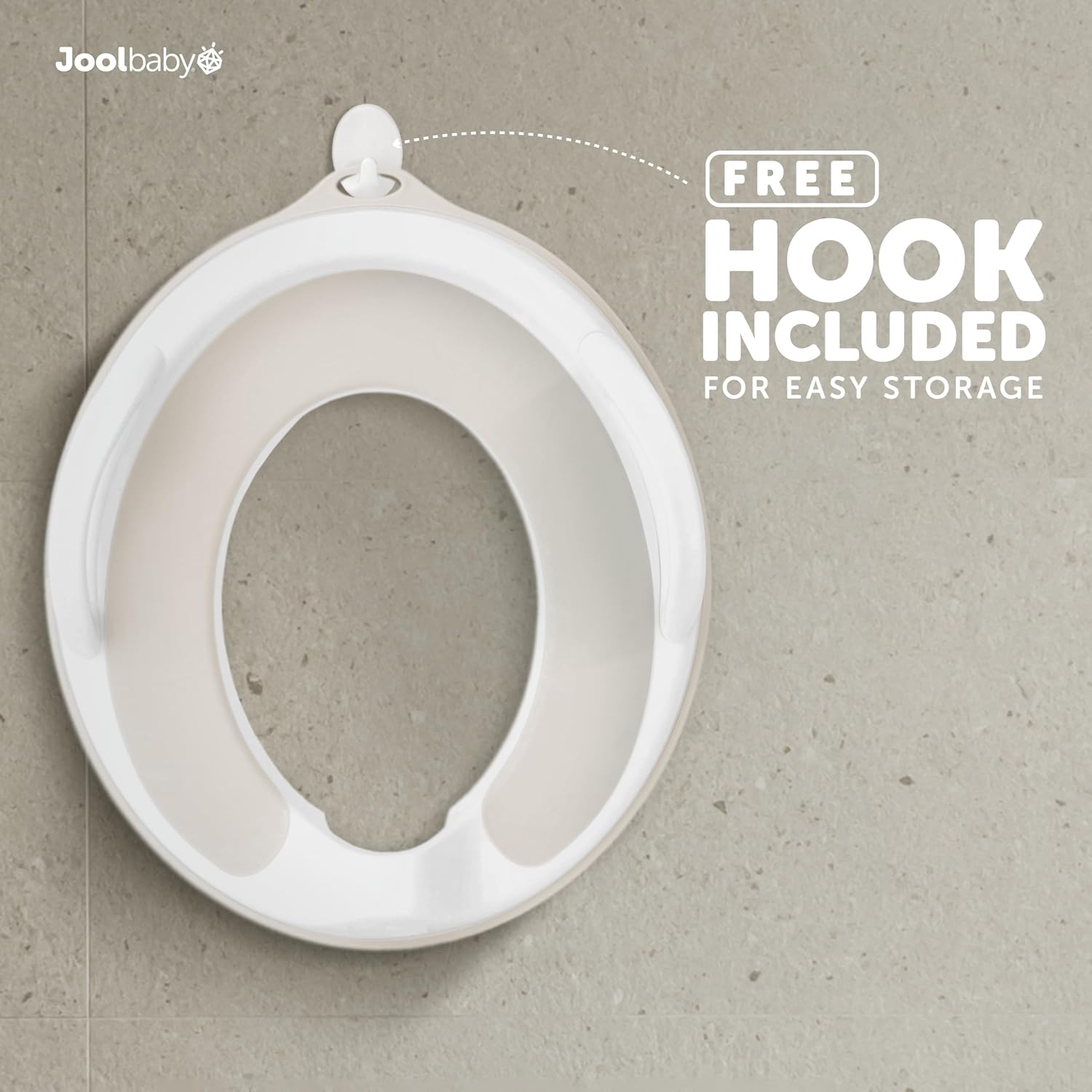 Jool Baby Potty Training Seat for Boys and Girls With Handles, Fits Round & Oval Toilets, Non-Slip with Splash Guard, Includes Free Storage Hook (Oatmeal)