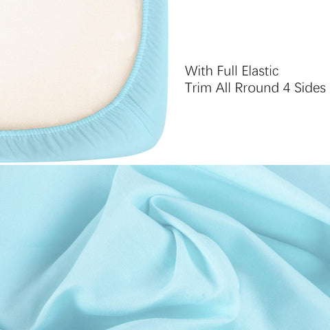NTBAY Microfiber Crib Fitted Sheet, 28 x 52, Aqua