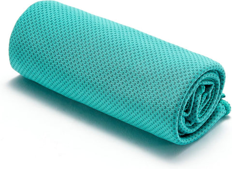 Amazon Basics Cooling Towels for Neck and Face, Sports, Workout Recovery, 40" x 12", Black/Gray/Aqua/Navy, 4-Pack