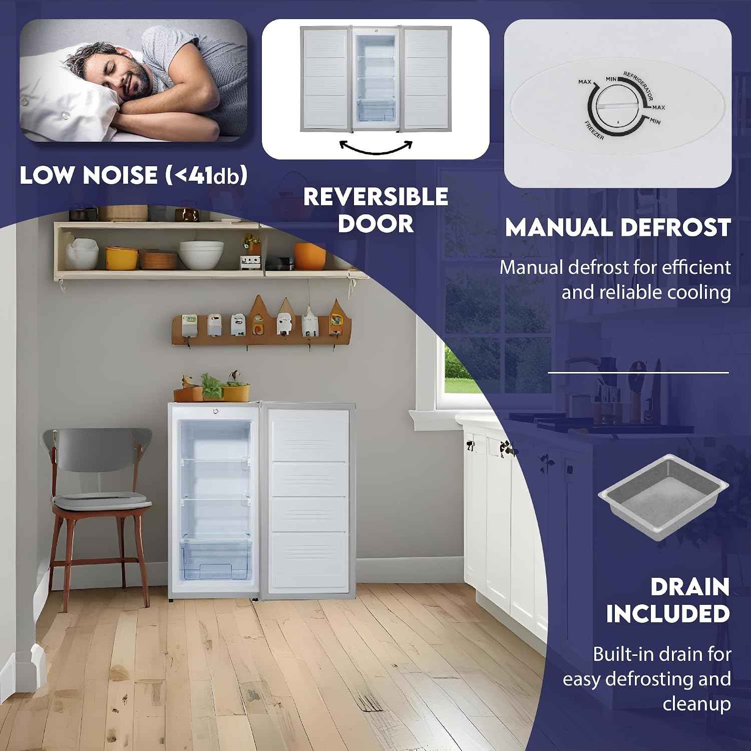 Conserv 4.3cf Compact Upright Freezer REVERSIBLE DOOR Freestanding 110V
