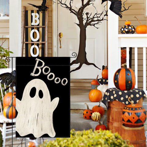 AVOIN colorlife Ghost Boo Halloween Garden Flag 12x18 Inch for Outside