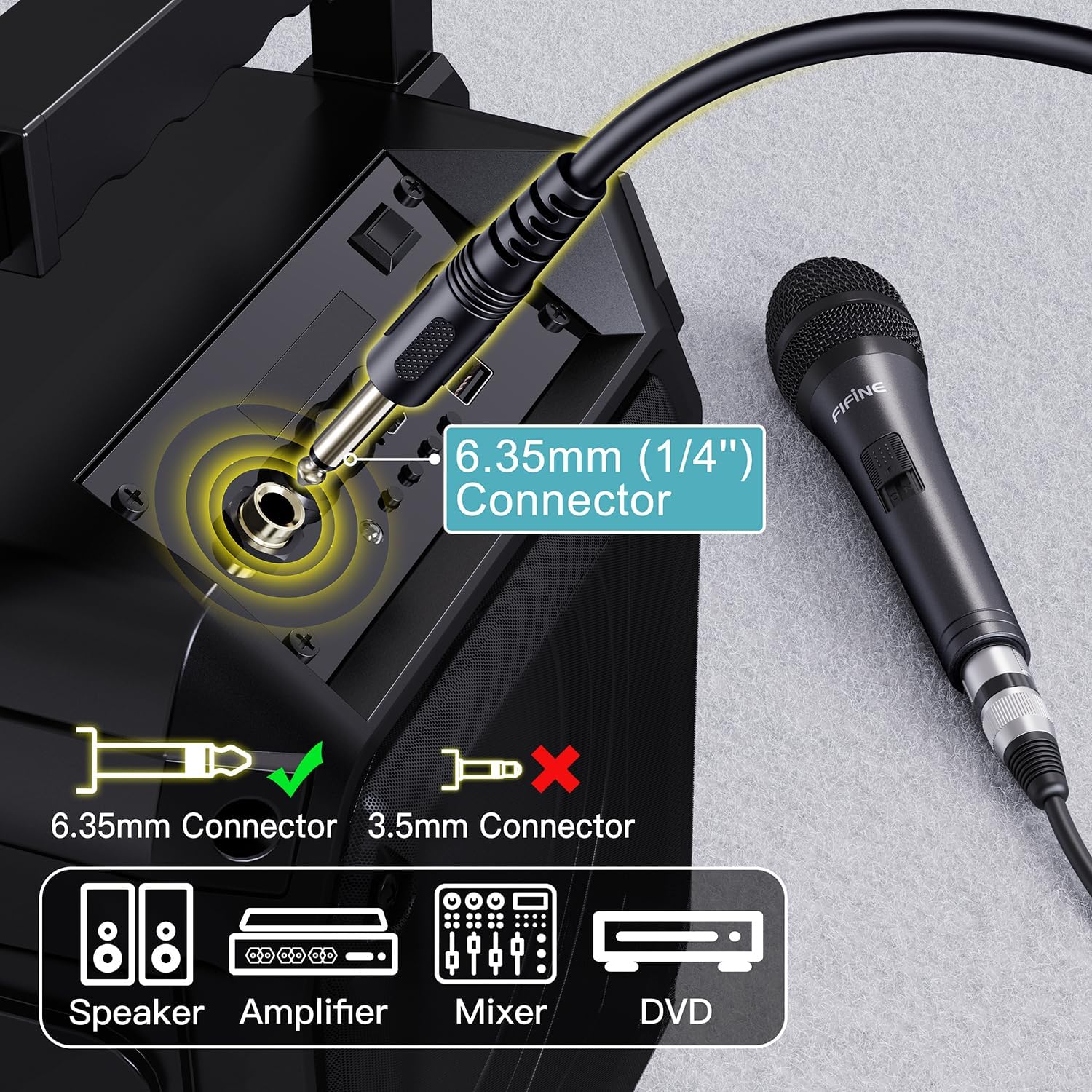 FIFINE K6 Karaoke Microphone, Dynamic Vocal Microphone for Singing