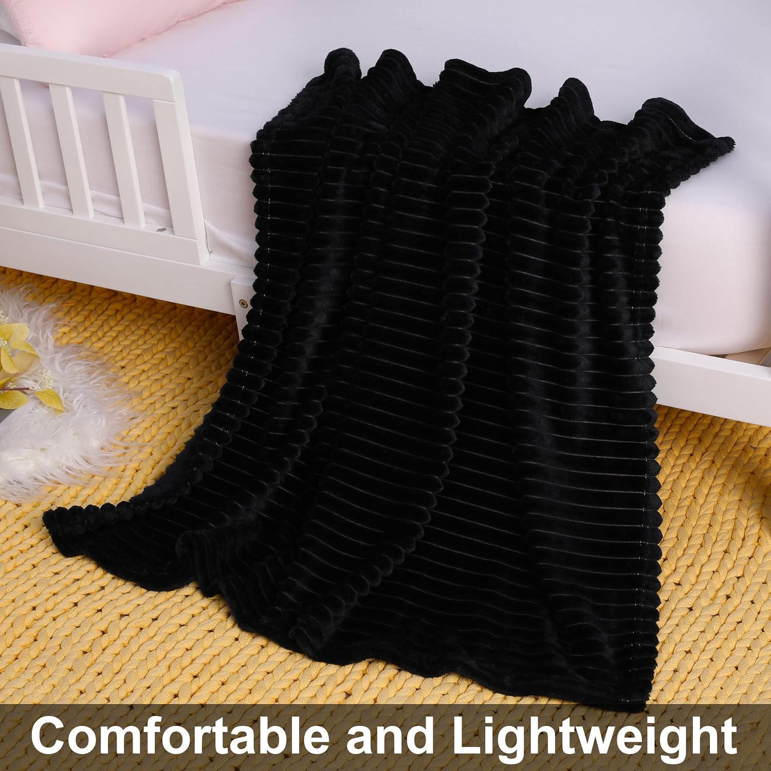 NTBAY Toddler Flannel Fleece Blanket, 30 x 40, Black