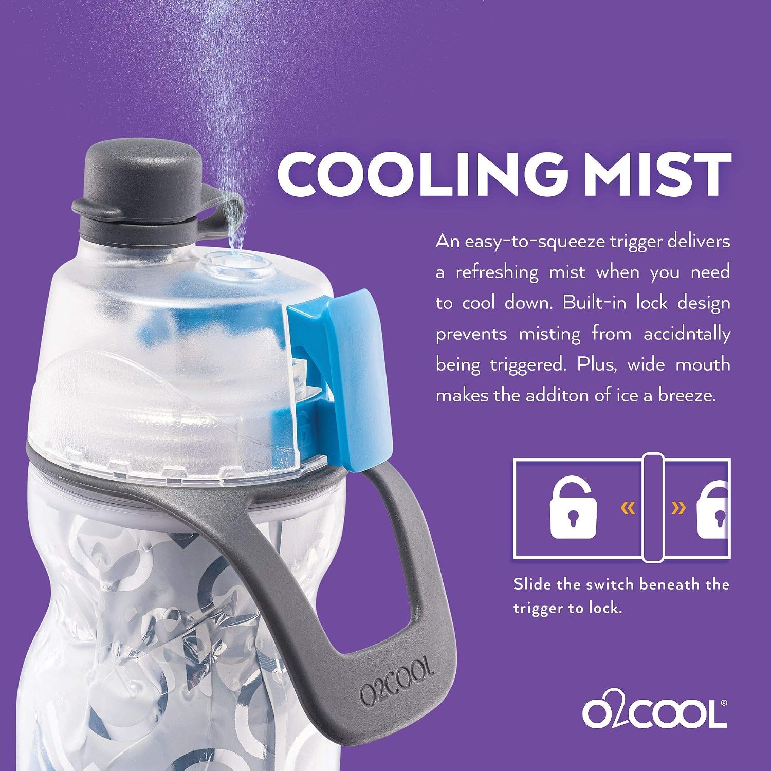 O2COOL Mist N Sip 20 oz Misting Reusable Sports Water Bottle Soccer