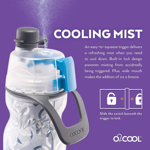O2COOL Mist N Sip 20 oz Misting Reusable Sports Water Bottle Soccer