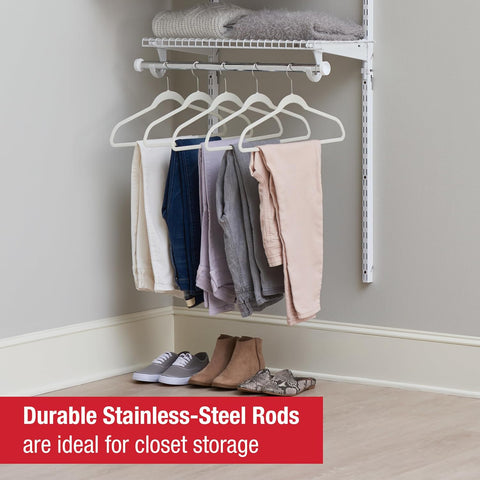 Rubbermaid Configurations Custom Closet Kit, 2-4 Ft. Adjustable Metal Wire Shelving, White Finish, Expandable Organization System, Hardware Included, for Home Closet/Pantry/Laundry/Mudroom