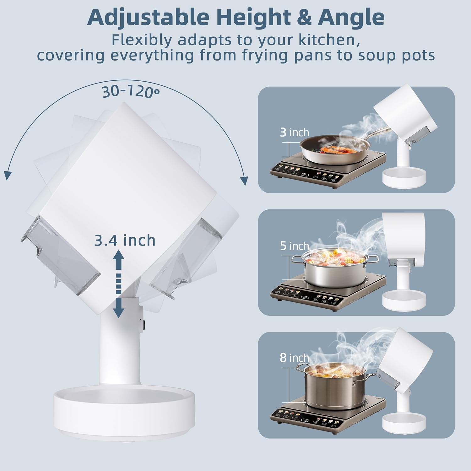 Portable Range Hood: Kitchen Countertop Cooking Exhaust Fan Quiet Smoke Removal - 3-Speed Suction Height & Angle Adjustable Design Dual-layer Filter- Plug-in for Apartments RV BBQ Hot Pot