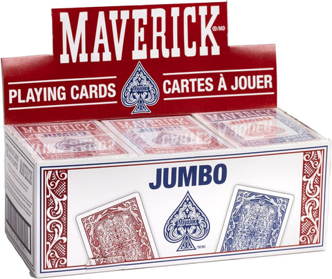 Maverick Playing Cards 12 Pack, Jumbo Index, Bulk Red and Blue Decks