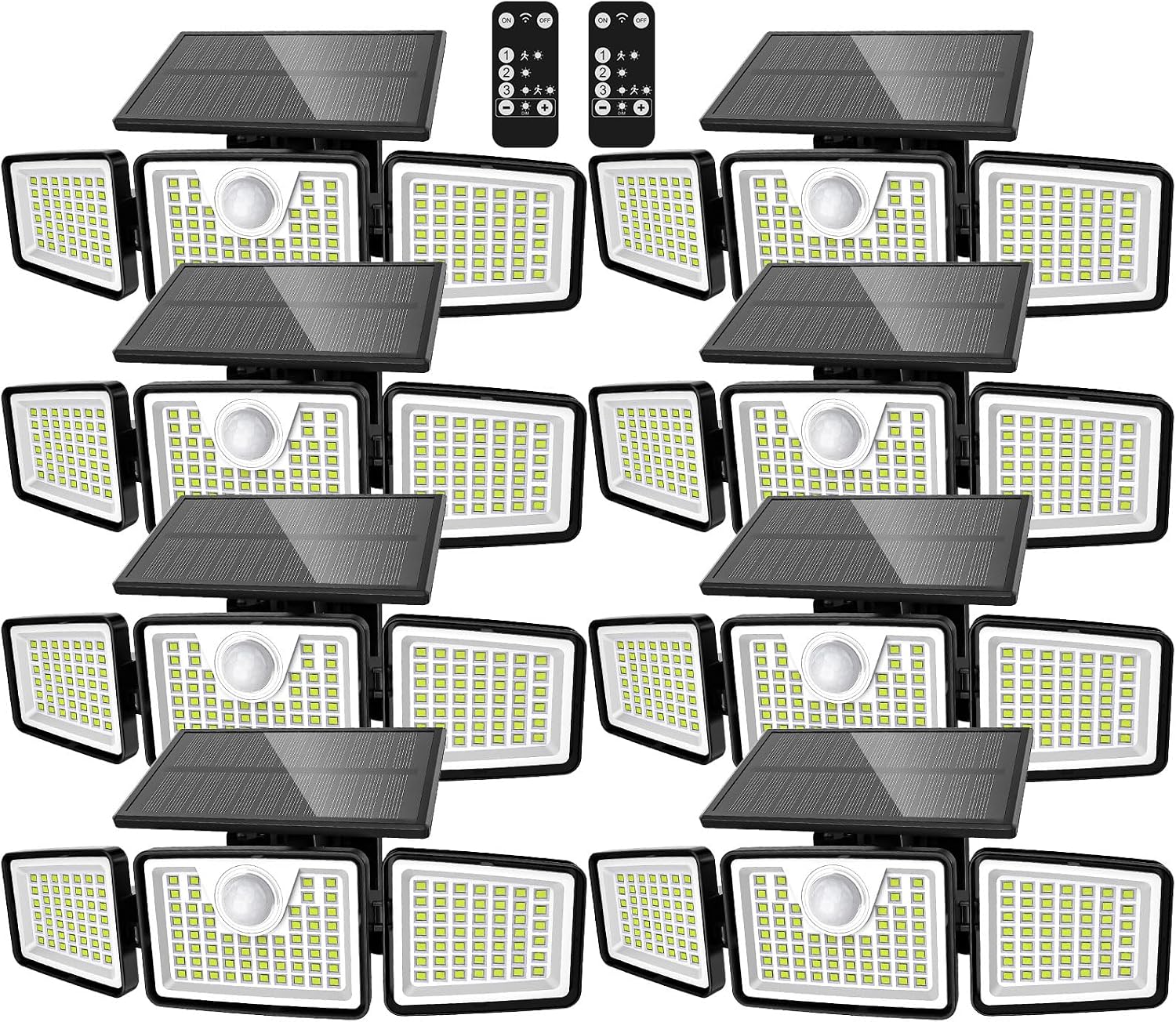 daphino 2500LM Solar Lights, Motion Sensor Outdoor Lights, 3-Head, 8 Pack