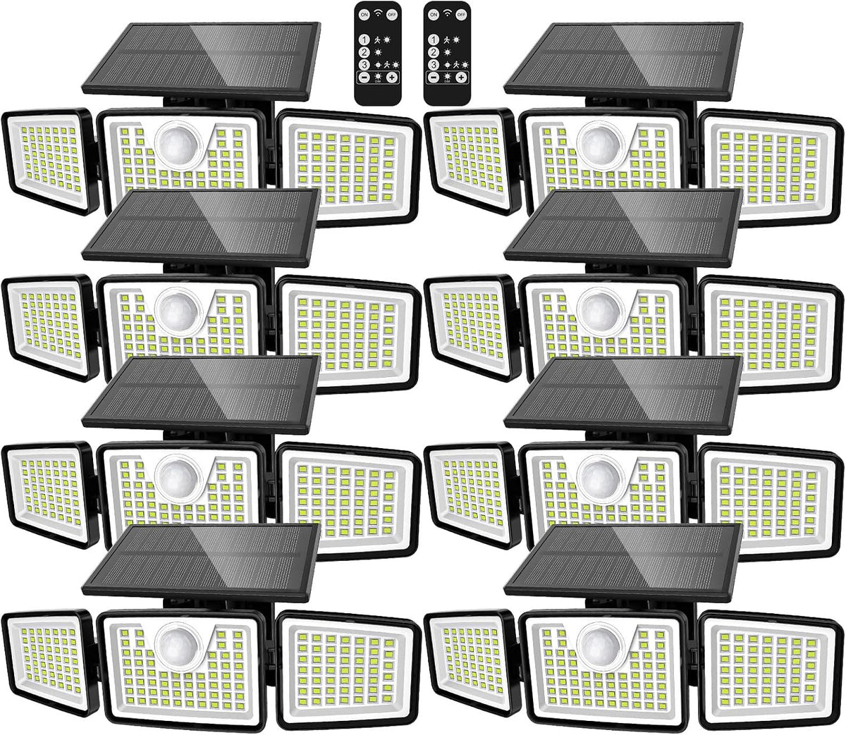 daphino 2500LM Solar Lights, Motion Sensor Outdoor Lights, 3-Head, 8 Pack