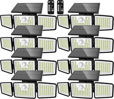 daphino 2500LM Solar Lights, Motion Sensor Outdoor Lights, 3-Head, 8 Pack