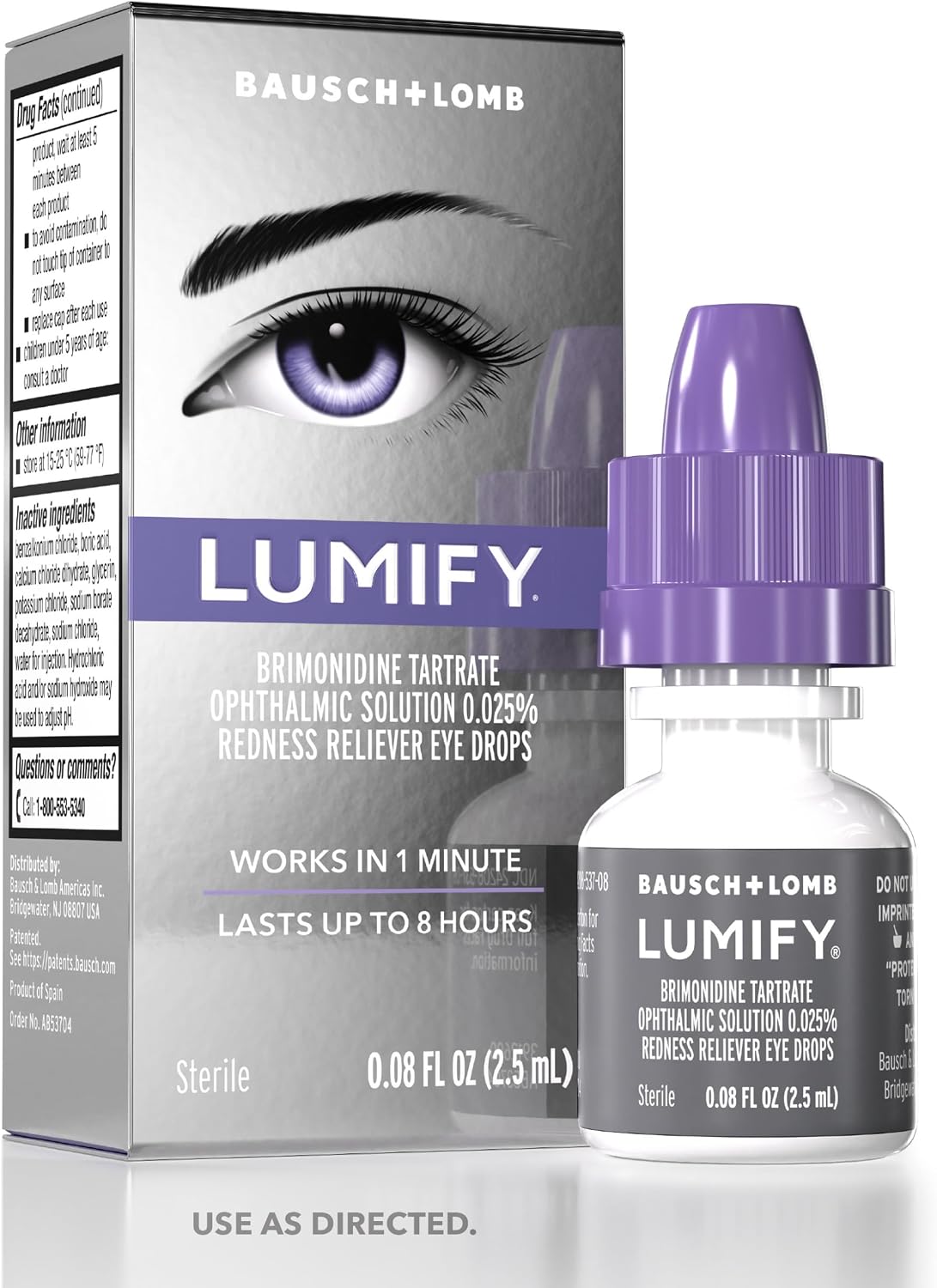 Lumify Redness Relief Eye Drops, Whiter & Brighter Looking Eyes, 0.08 oz