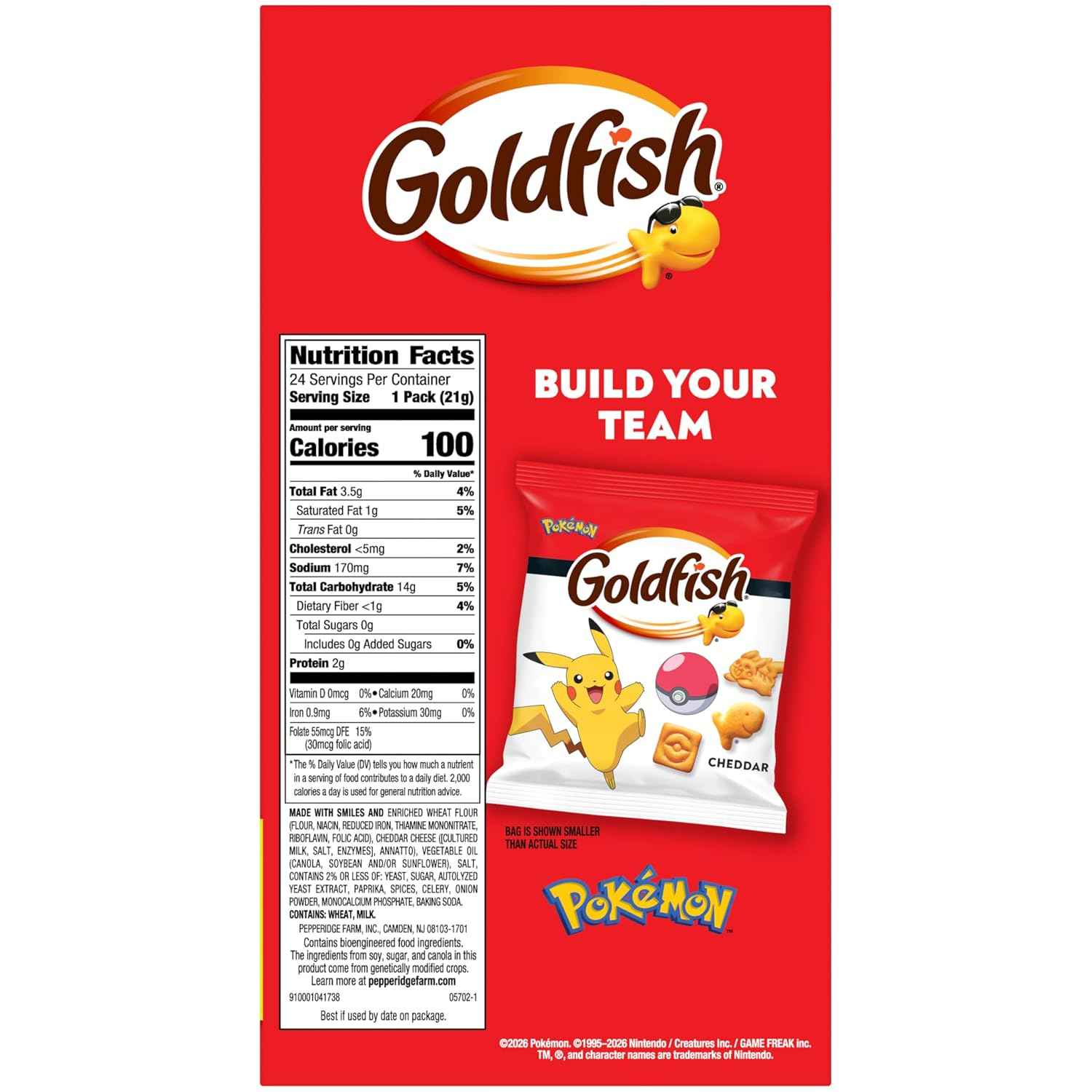 Goldfish Pokémon Cheddar Crackers, 24 Lunch Box Packs