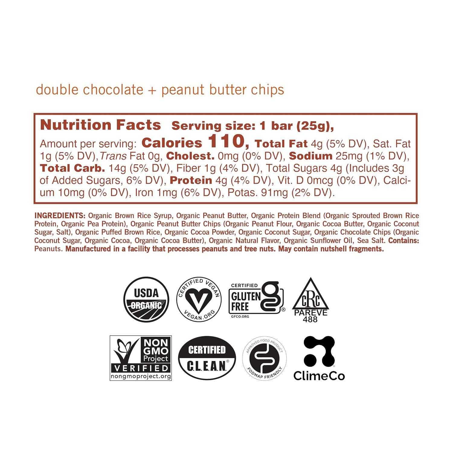GoMacro MacroBar Mini Organic Vegan Snack Bars - Double Chocolate + Peanut Butter Chips (0.90 Ounce Bars, 24 Count)