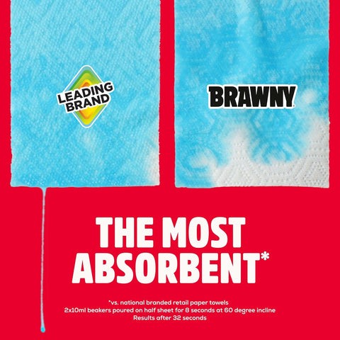 Brawny Tear-A-Square 3-Ply Paper Towels, 6 Double Rolls = 12 Regular Rolls