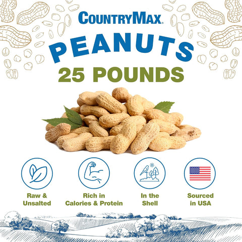 CountryMax 25LB in-Shell Raw Peanuts for Wildlife & Squirrels