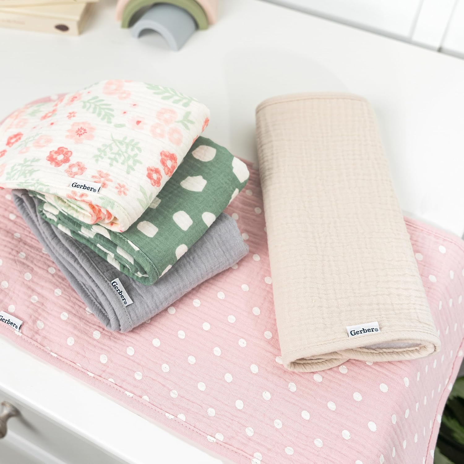 Gerber Baby Boys & Girls Muslin Burp Cloths, Multi Pink Floral, Large Size 20" x 10"