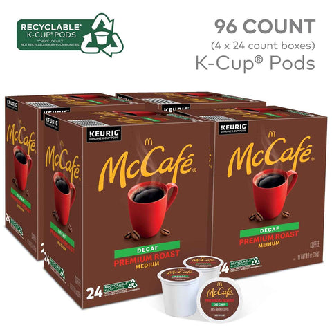 McCafe Premium Roast Decaf Coffee, Single Serve Keurig K-Cup Pods, Decaffeinated, 96 Count (4 Packs of 24)