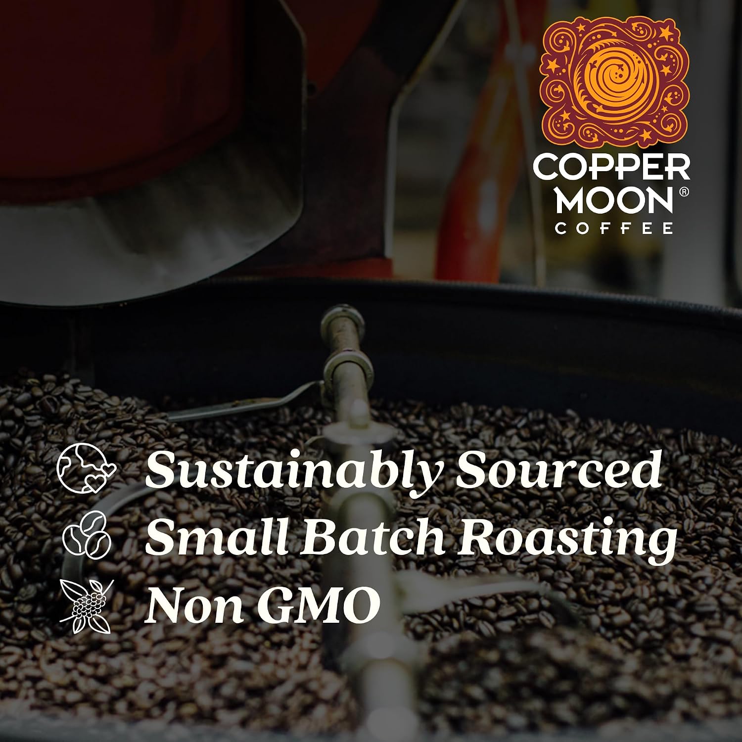 Copper Moon Whole Bean Coffee, Dark Roast, Sumatra Blend, 5 Lb | 5 Pound Bag, Vegan, Allergen Free, Non-GMO, Kosher, Vegetarian, Small Batch Roasted