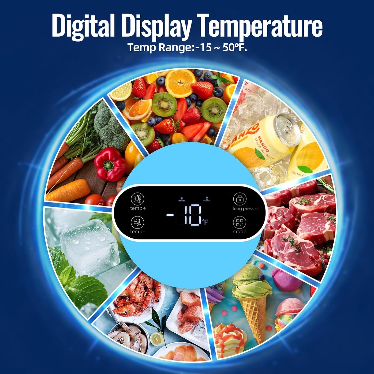 4.5 Cu.ft Deep Freezer with Wheels, Black Chest Freezer