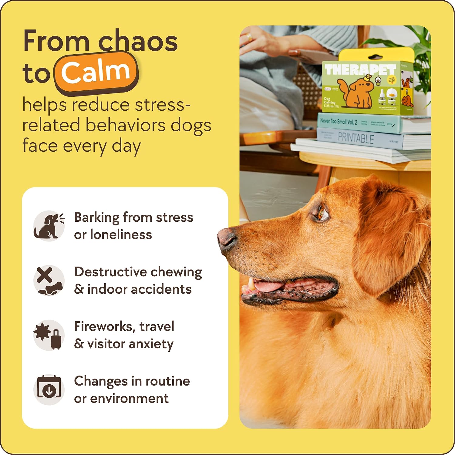 TheraPetMD 60-Day Dog Calming Diffuser Kit - Dog Pheromone Diffuser for Stress, Destructive Behavior, Pee Accidents, Separation Anxiety, Barking, Aggression & Chewing - 60-Day Refills Included