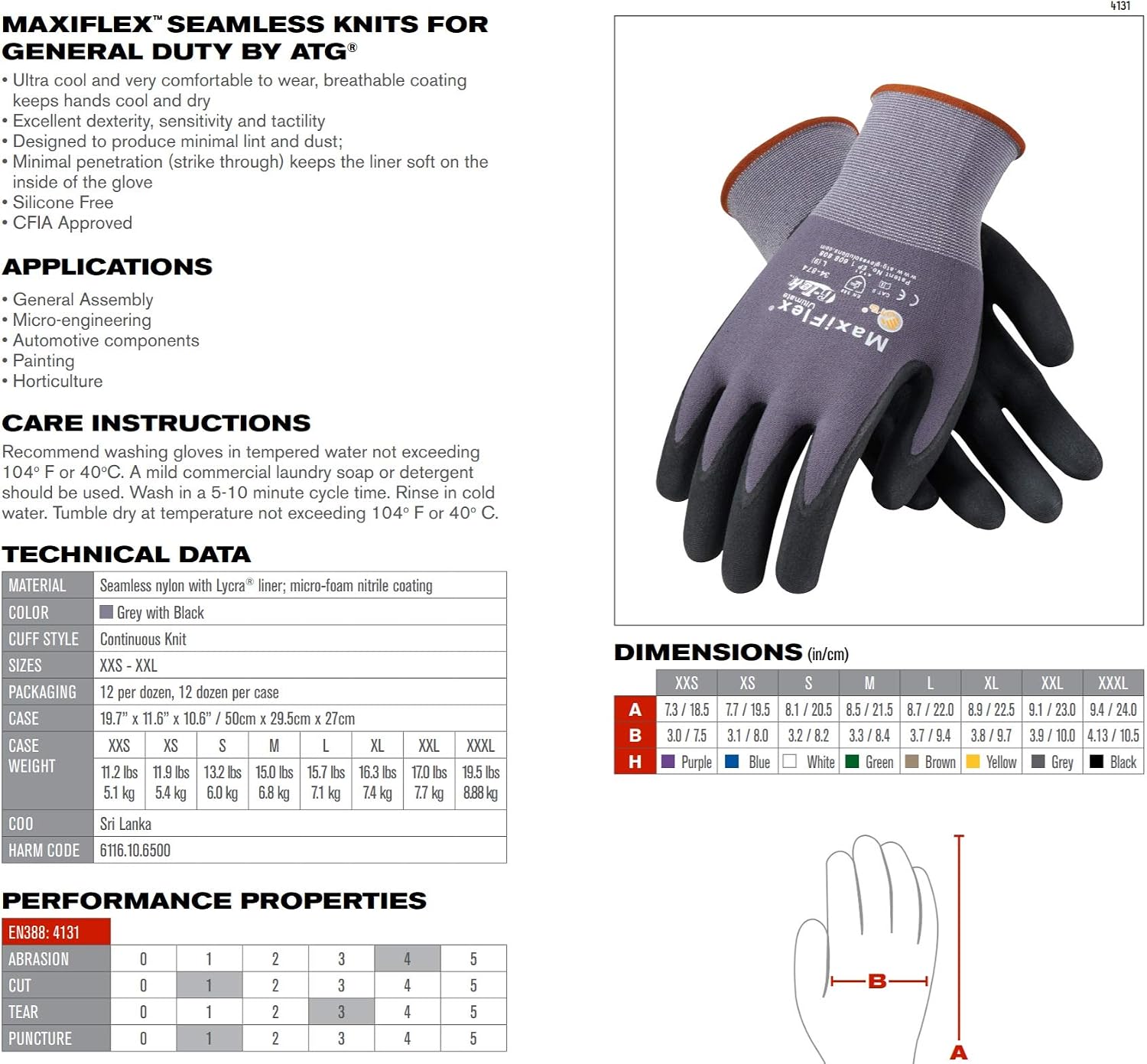 MaxiFlex Seamless Knit Nylon Gloves with Nitrile Coat and Micro Foam Grip on Palm and Fingers Cut Resistance