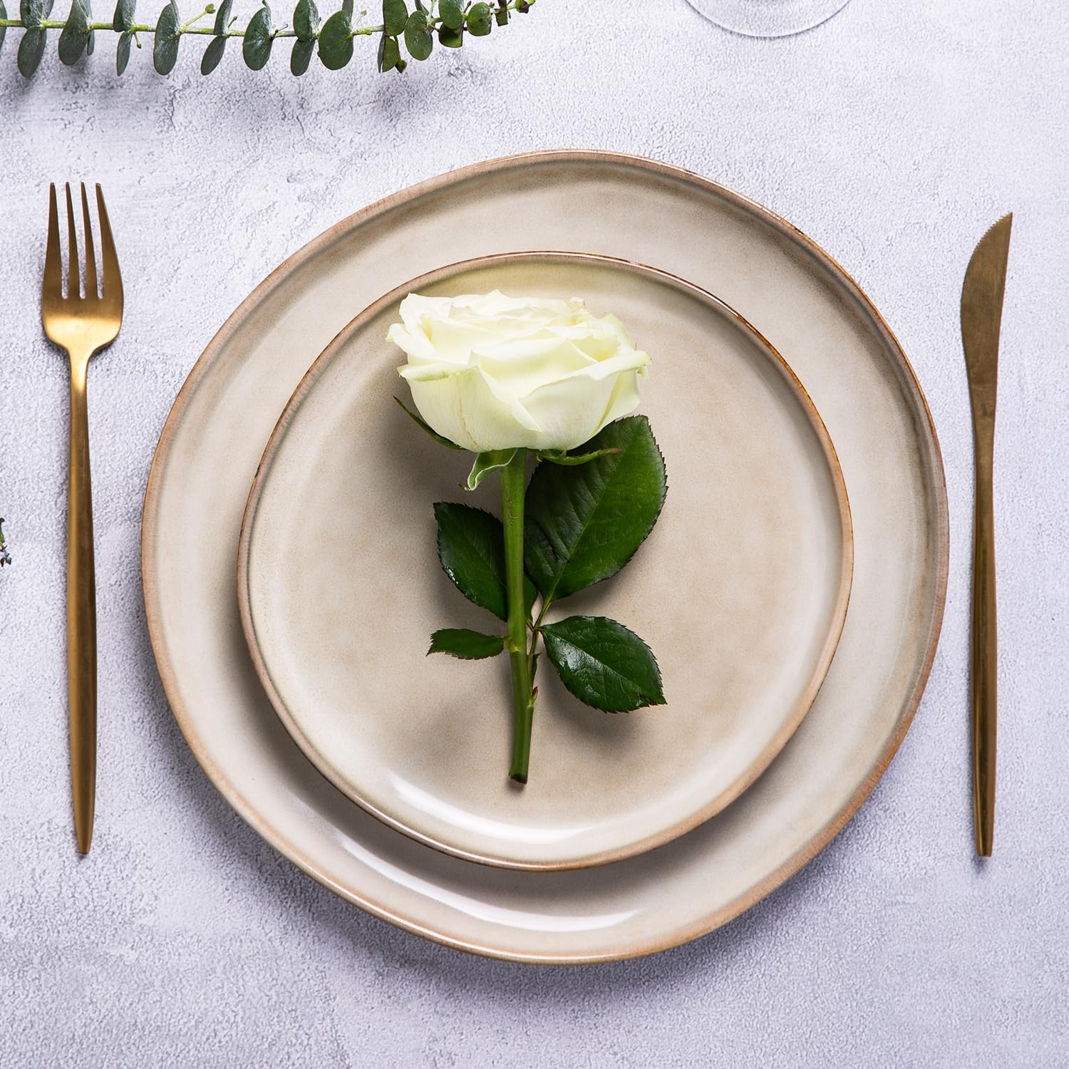 AmorArc Ceramic Dinnerware Sets for 4, 12Pcs Plates and Bowls Sets Dishes