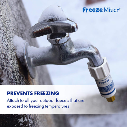 Freeze Miser - Outdoor Faucet Freeze Protection | Durable Replacement for Faucet Covers for Winter - Freeze Proof Outdoor Faucet Protector - Low Maintenance & Easy to Install - Saves Water