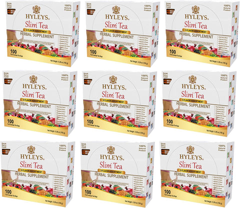 HYLEYS Slim Tea, 9 Flavor Weight Loss Variety Pack, 100 Bags (9 Pack Bulk)