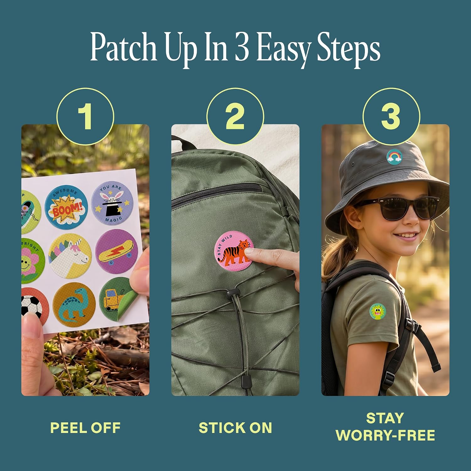Cliganic Mosquito Repellent Stickers for Kids (90 Pack) - Positive Vibes Patches, Natural DEET-Free, Essential Oil Infused, Insect Repelling Garments