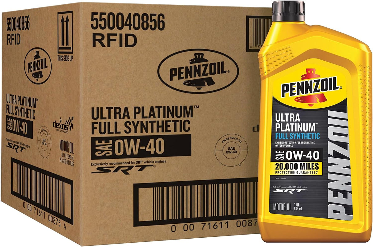 Pennzoil Ultra Platinum Full Synthetic 0W-40 Motor Oil, 1 Quart (6 Pack)