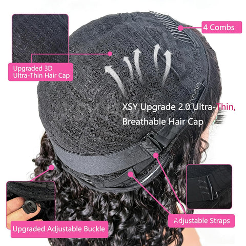 XSY Burmese Curly Half Wig Human Hair for Black Women 18 Inch Natural Black