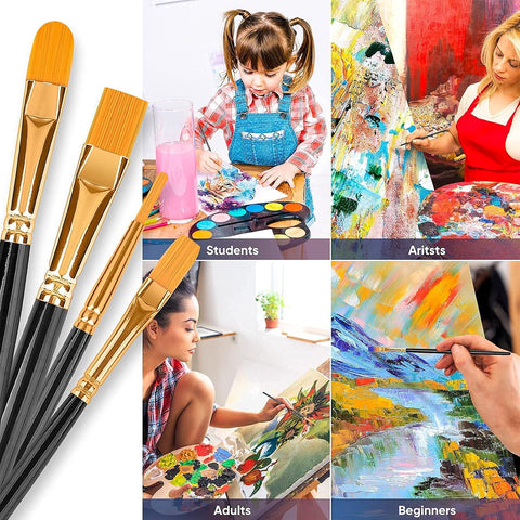 Artstorys Paint Brushes Set, 20 Pcs Acrylic Oil Watercolor Painting Brushes