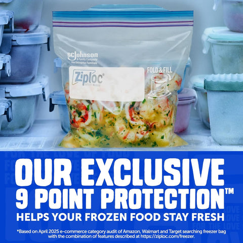 Ziploc Gallon Food Storage Freezer Bags, Stand-Up Bottom, Easy to Fill, 16 Count
