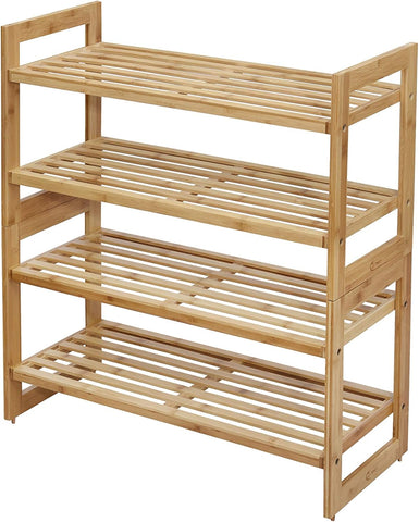 TRINITY Basics EcoStorage Stackable 2-Tier Bamboo Shoe Rack, 2-Pack