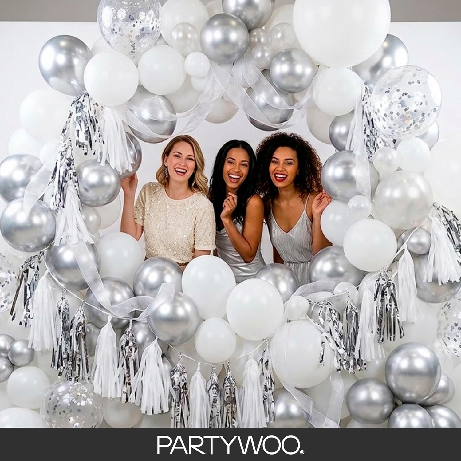 PartyWoo White Balloons 140pcs Matte White Latex Balloons Different Sizes