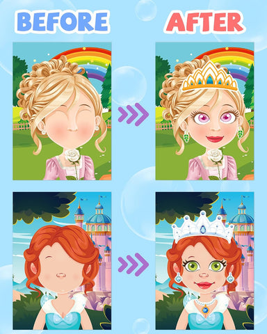 24 Pcs Make Your Own Princess Sticker, Party Favors Face Stickers for Kids