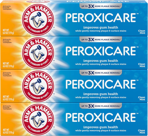 ARM & Hammer Peroxicare Toothpaste, Clean Mint, 6.0 oz, 4-Pack