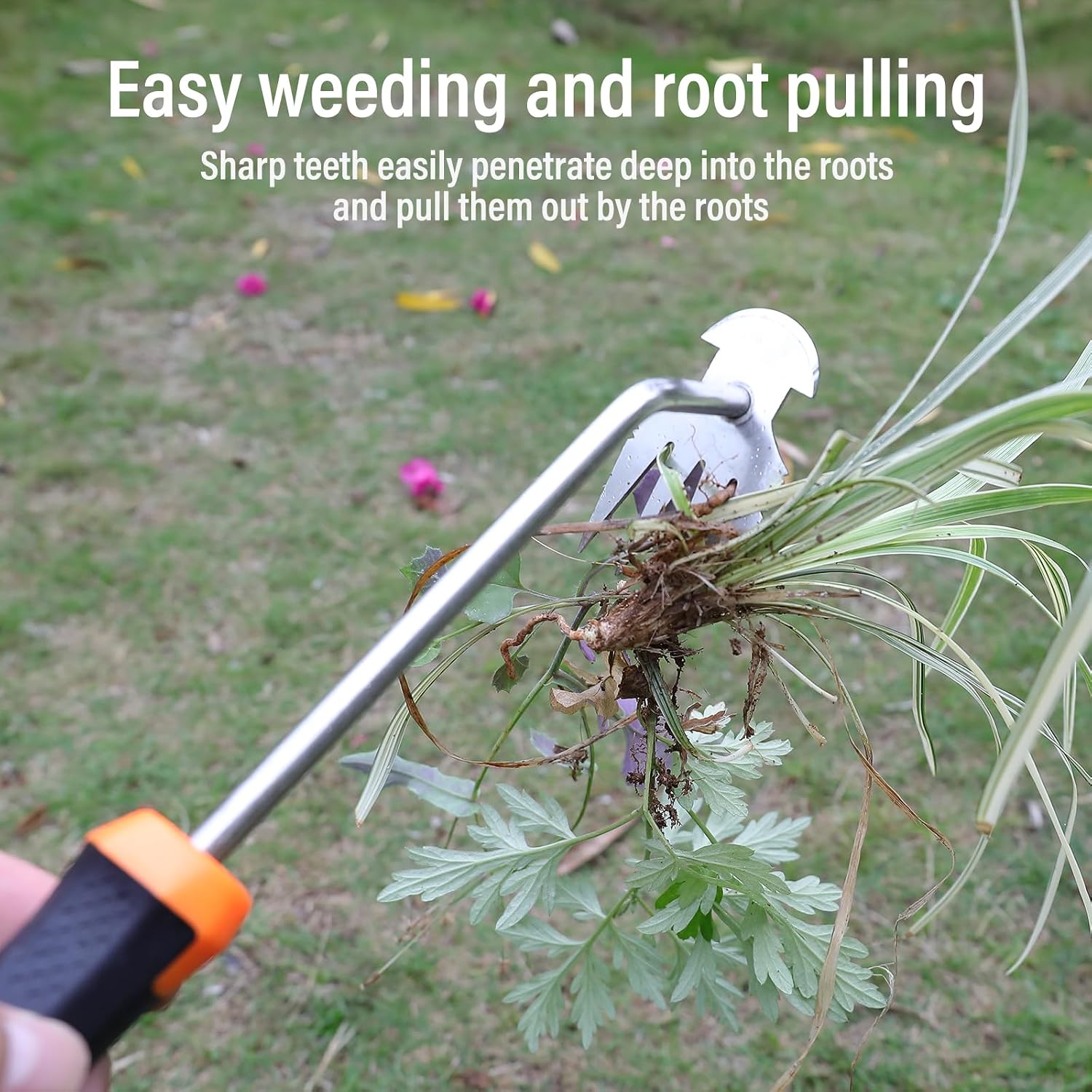 SIXCAR Weed Remover Tool,Portable Garden Weeder Tool,New Gardening Weeding Tools,for Garden Hand Tools for Vegetable Gardening Backyard Farm Planting & Uprooting Weeding Tool (Rubber Handle)