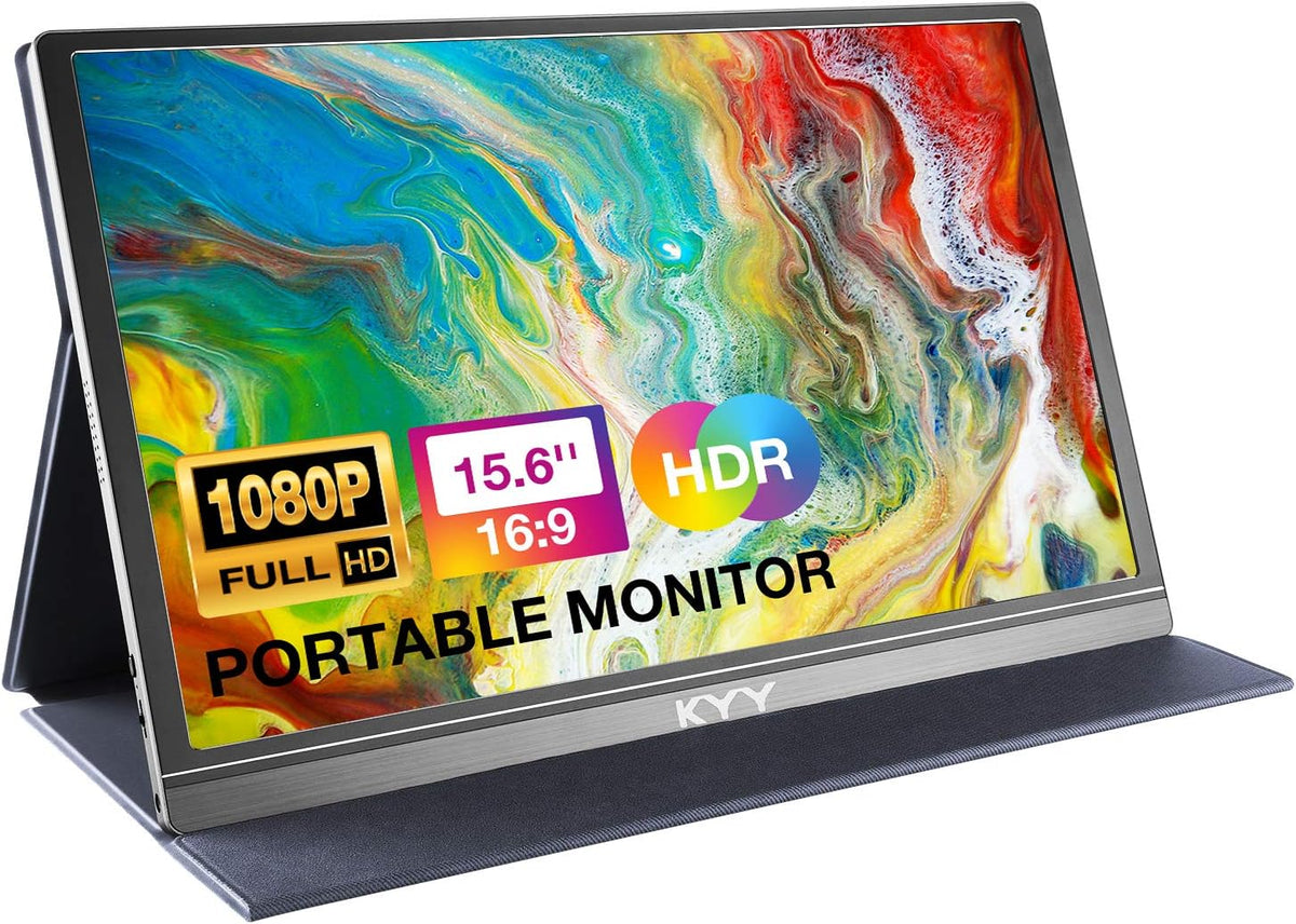 KYY Portable Monitor 15.6" 1080P Computer Monitor Screen Extender w/Cover