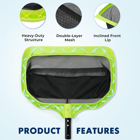 Sepetrel Pool Skimmer Net, Fine Mesh Leaf Rake with 10.5 FT Pole