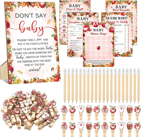 Patelai 321 Pcs Baby Shower Games Supplies, Apple of Our Eye