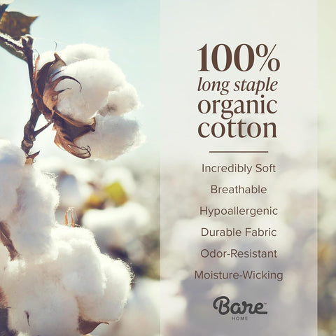 Bare Home 100% Organic Cotton Percale Duvet Cover Set (Queen, White)