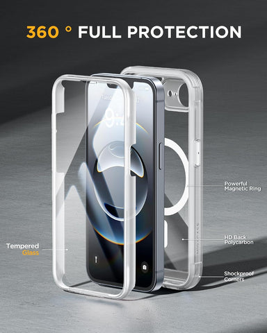 Miracase for iPhone 16e& 17e Case Built-in Screen Protector, Matte Clear