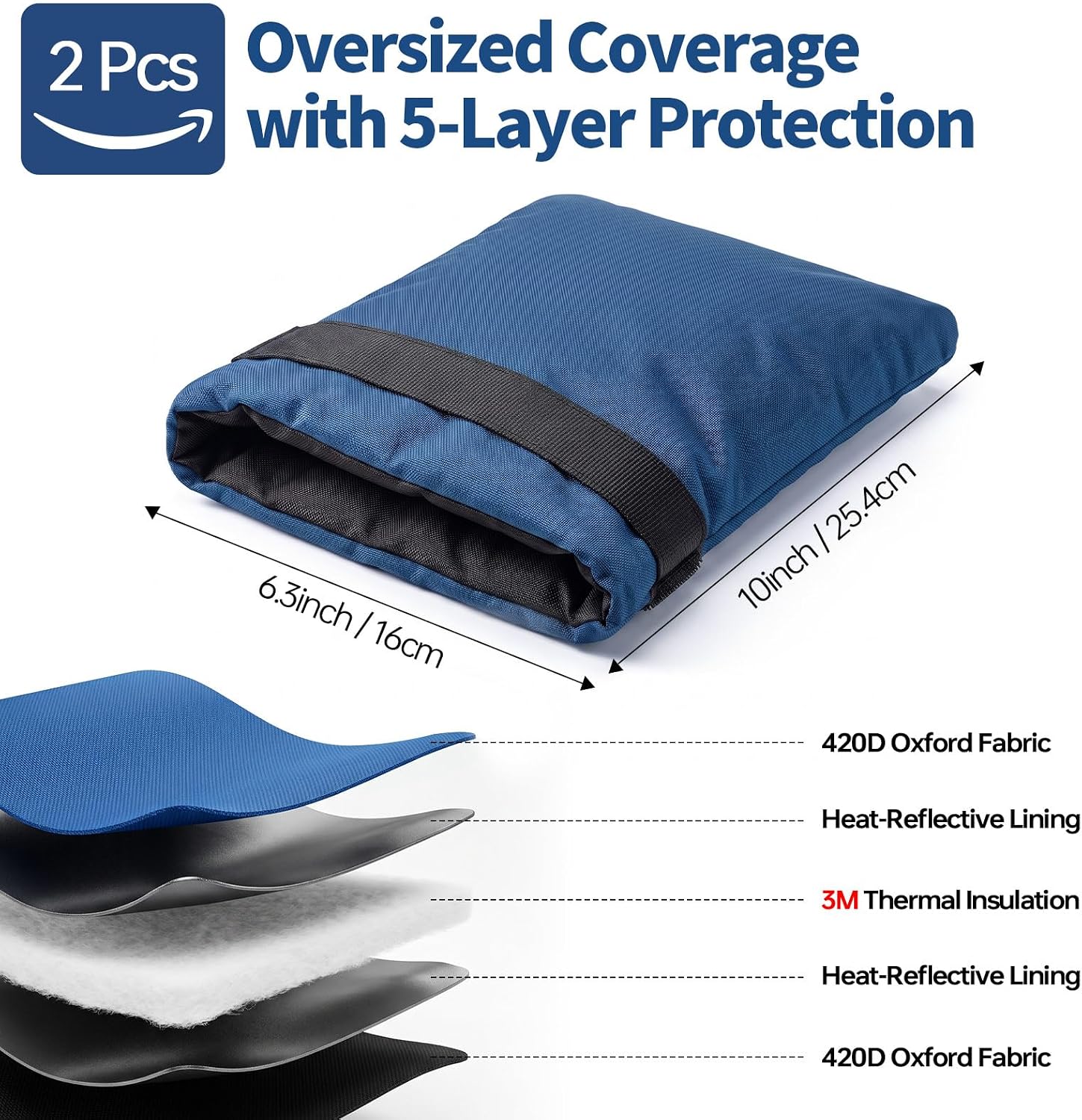 Outdoor Faucet Cover for Winter, 3M Thinsulate Spigot Cover for Winter Freeze Protection, Waterproof, 10" H x 6.3" W Outside Hose Bib Insulated Covers for Wall Taps, 2 Pcs Faucet Socks - Blue