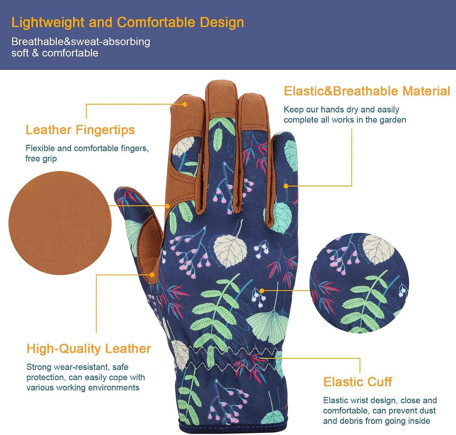 Bamllum Gardening Gloves for Women, Leather Garden Gloves