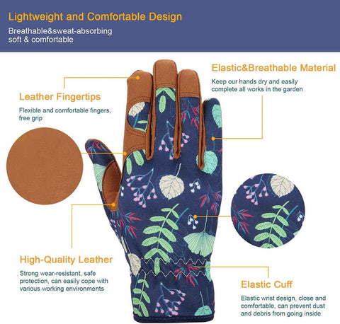 Bamllum Gardening Gloves for Women, Leather Garden Gloves