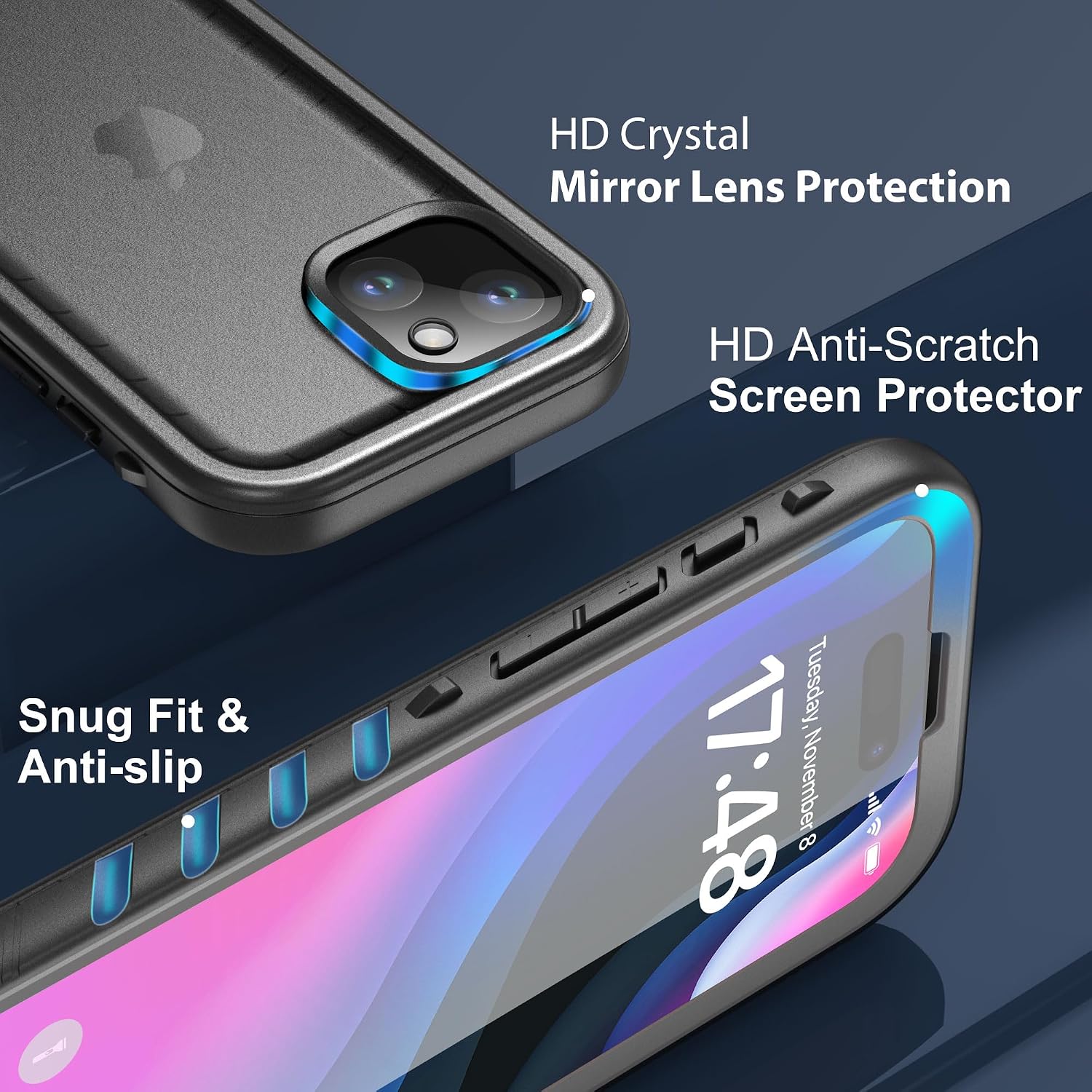 SPORTLINK for iPhone 15 Plus Waterproof Case, Black