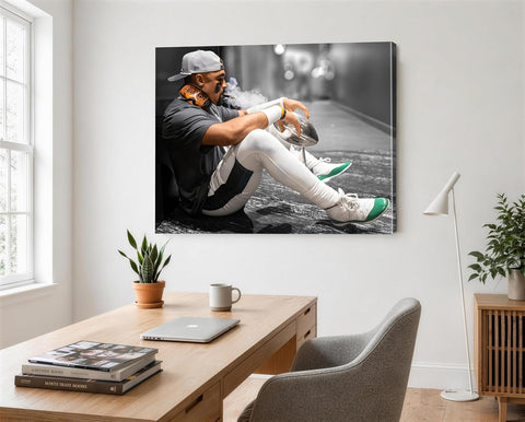 B.B.F MAKE 2025 Super Canvas Bowl Wall Art Champions Eagles Poster Print Philadelphia Hurts Painting Canvas Wall Decor Sports Star Picture Modern Bedroom Living Room Home Decoration, Framed 16x20inch