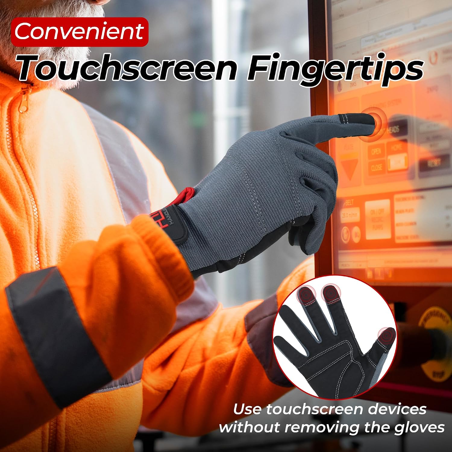 HANDLANDY Work Gloves for Men & Women, Utility Mechanic Working Gloves Touch Screen, Flexible Gardening Gloves for Yard